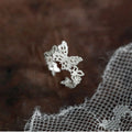 Hollowed Butterfly Ring | Sterling 925 Silver Pulpy Petal Dancer Mariposa | Elegant Wide Lace Open Adjustable Ring for Lady's Luscious Finger